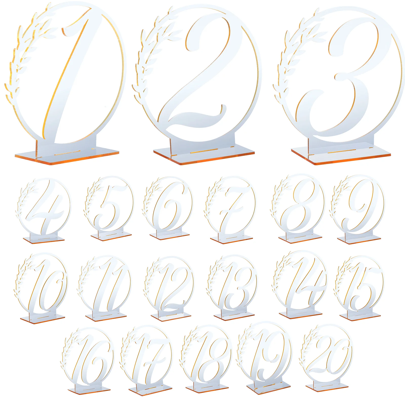 

20 Pcs Bride Sign Mirror Wedding Table Numbers Base Elegant Acrylic Seat Plate Decoration Party