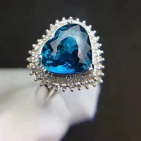 meibapj natural london blue topaz love heart ring for women real 925 sterling silver fine party jewelry