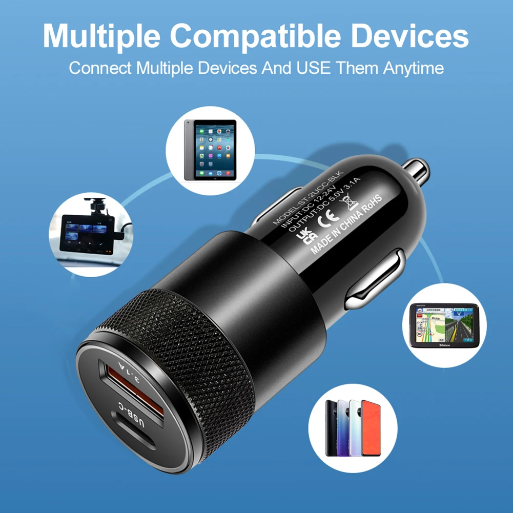 Автомобильное зарядное устройство USB Type-C 15 Вт 5 В 3 1 А