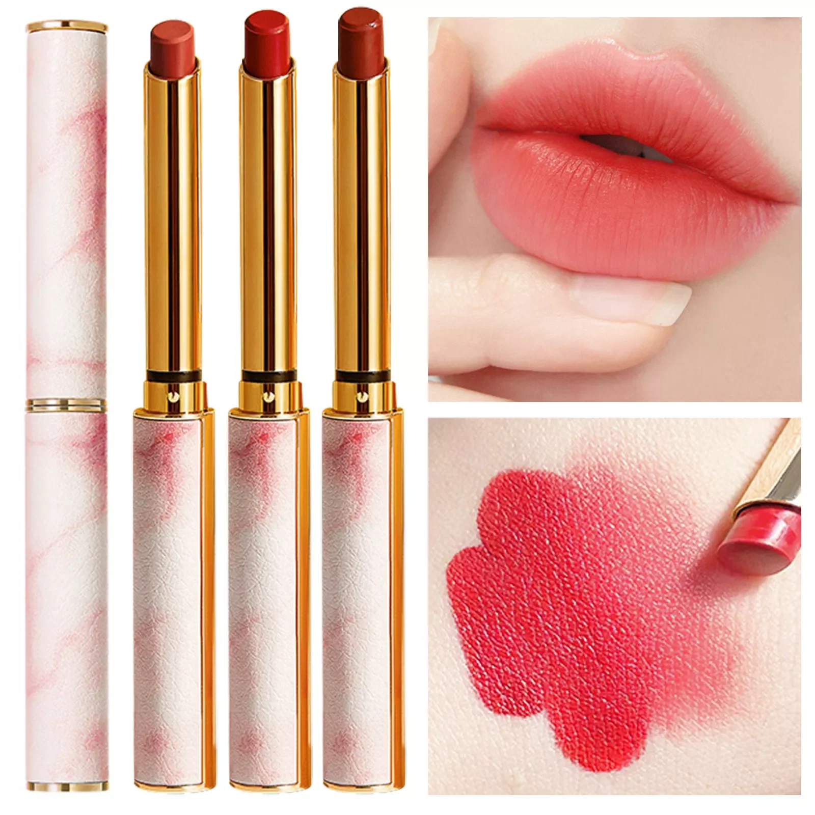 

NEW2023 Velvet Lipstick Silky Nonstick Cup Lipstick Elegant Slim Tube Lipstick