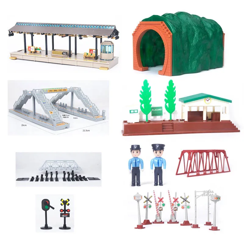 Поезд игрушечный аксессуары украшенная Рождественская елка дорожные знаки