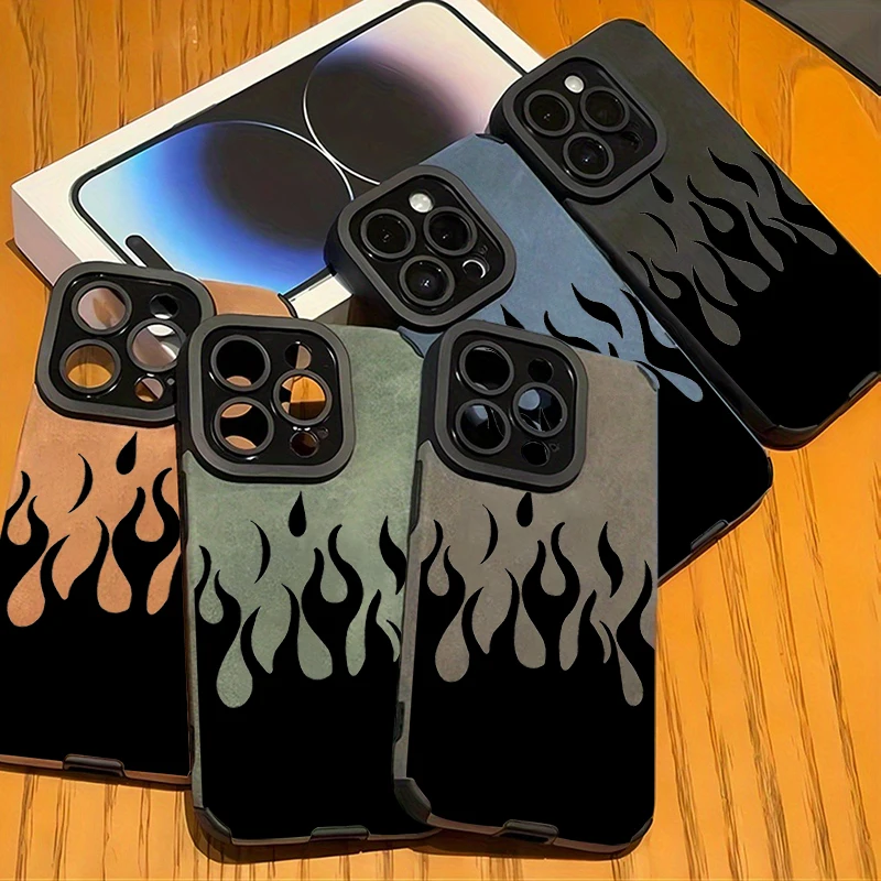 Стильный черный чехол с принтом пламени для iPhone 16 15 17 Pro Max 14 13 12 11 Air XR X XS 7 8 Plus SE 2022, противоударный защитный чехол (art.: 3920d836269fe) - 3920d836269fe