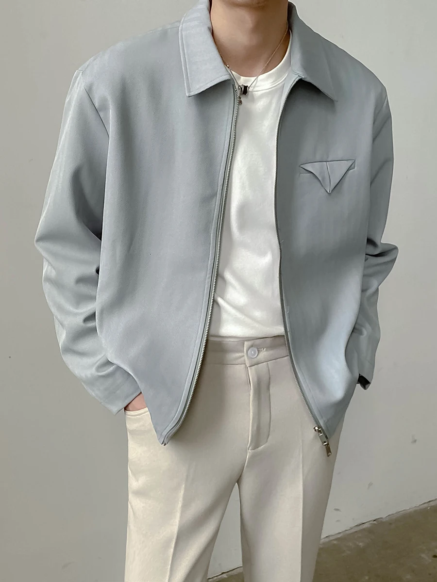 

2022 Men's Top Clothes Korean Loose Coats Casual Streetwear Jacket Fashion Trend Youth Lapel Collar Short Simple Outerwear S-XL