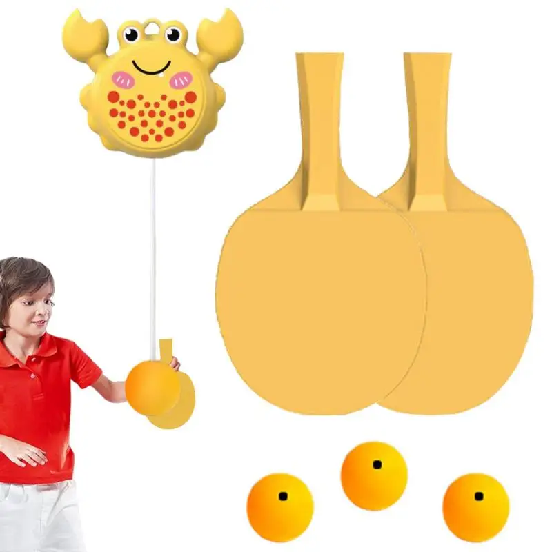 

Table Tennis Trainer Kids Cartoon Crab Table Tennis Exerciser Parent Child Interaction Toys Self Workout Training Tool No Punch