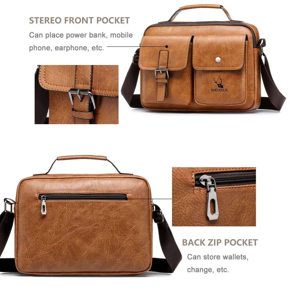 PU Leather Shoulder Bag Retro Men's Bag Leather Handbag Crossbody Bag Messenger Bag Stylish Briefcase Casual Satchel Handbag