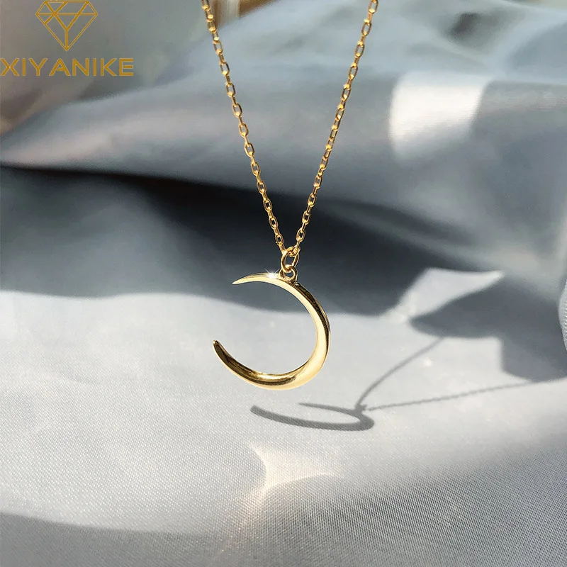 

XIYANIKE Sweet Cool Moon Pendant Chain Necklace For Women Girl Clavicle Choker Fashion New Jewelry Gift Party collier femme