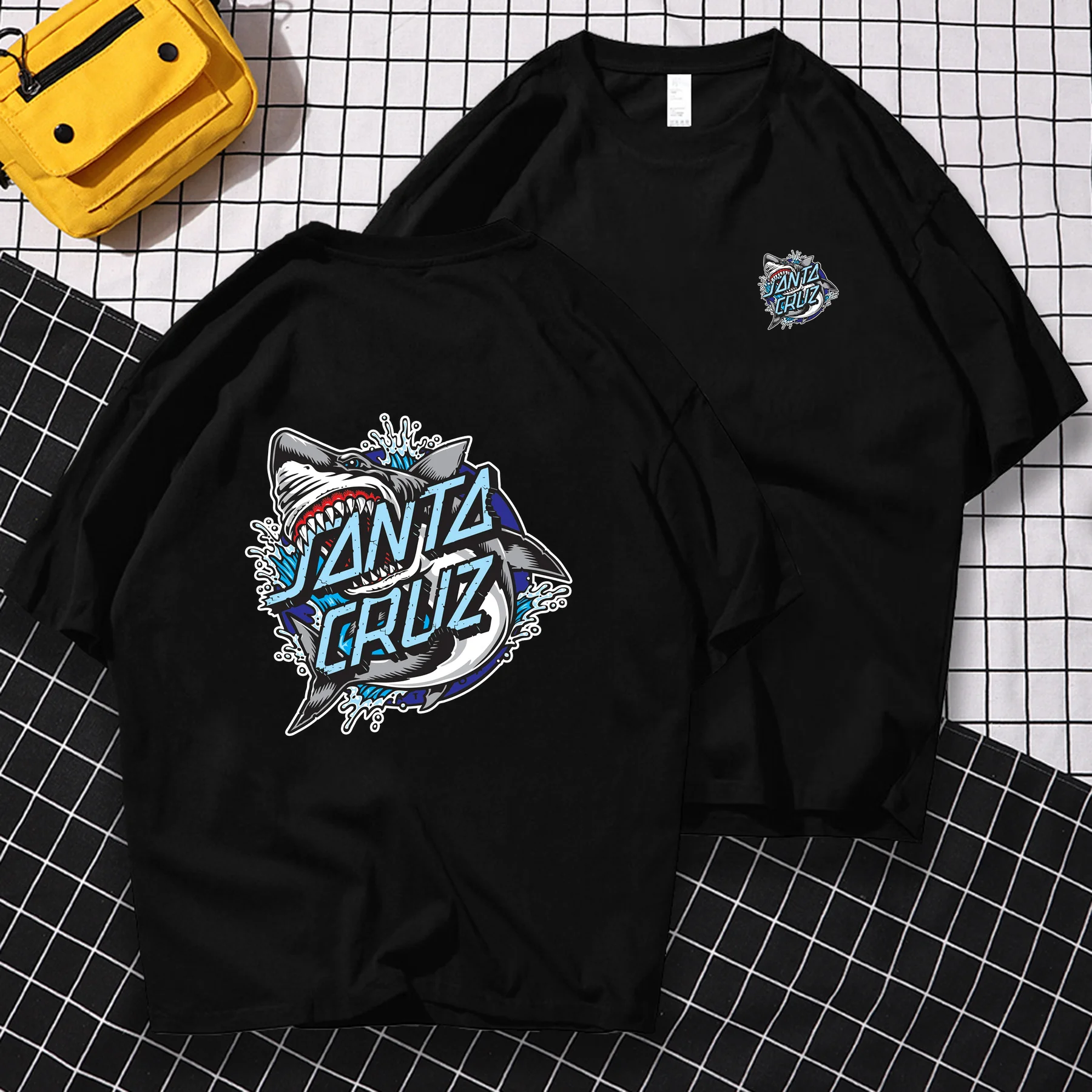 

Men Harajuku Anime Summer Y2k Fashion Hip Hop Oversized T-shirt Santa Cruz Shark T-shirt Graphic Tees Short Sleeve Tops