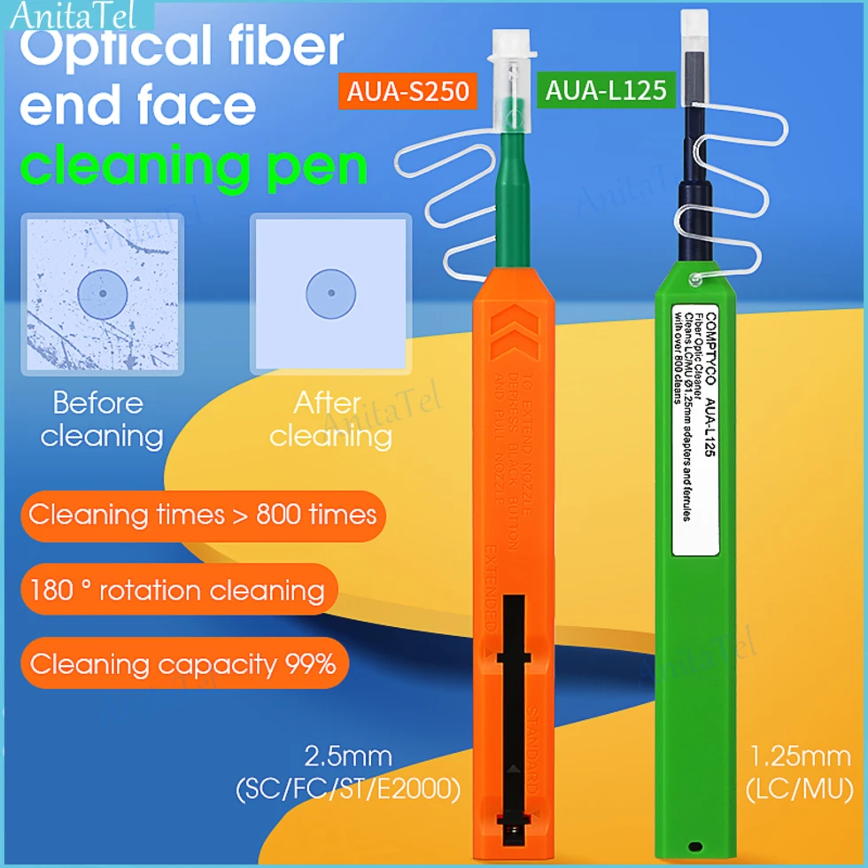 

COMPTYCO SC/FC/ST 2.5mm LC/MU 1.25mm Fiber Optic Cleaning Pen One-Click Cleaning Fiber Cleaner Tools Optical Fiber Optic Cleaner