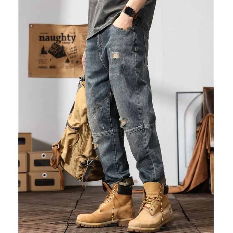 Men Clothing Straight Loose Cylinder Jeans Vintage Simplicity Comfortable Blue Large Harun Trousers Women 2022 Autumn and Winter