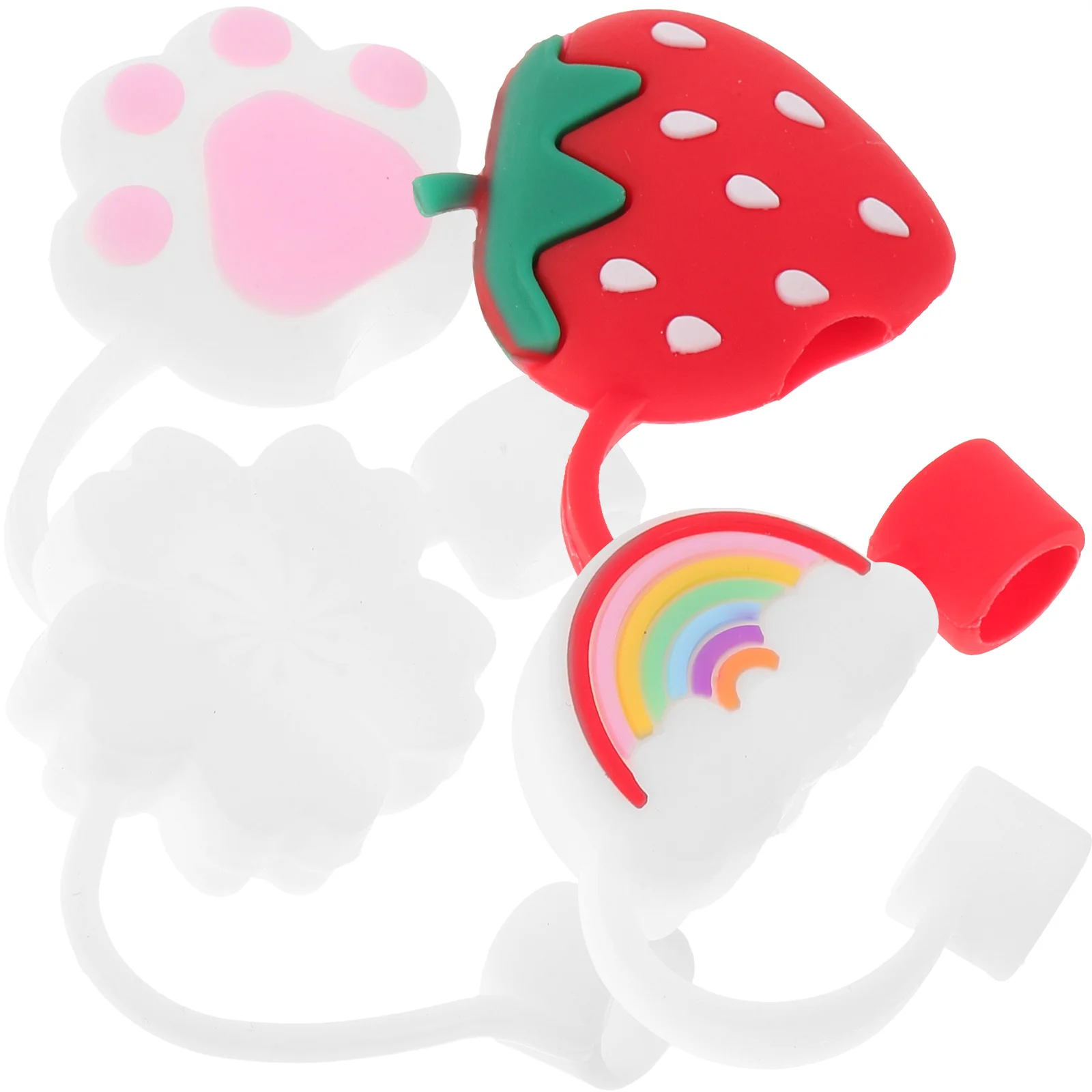 

Straw Tips Cover Drinking Cap Silicone Reusable Covers Cute Plugs Plug Caps Protector Straws Strawberry Toppers Proof