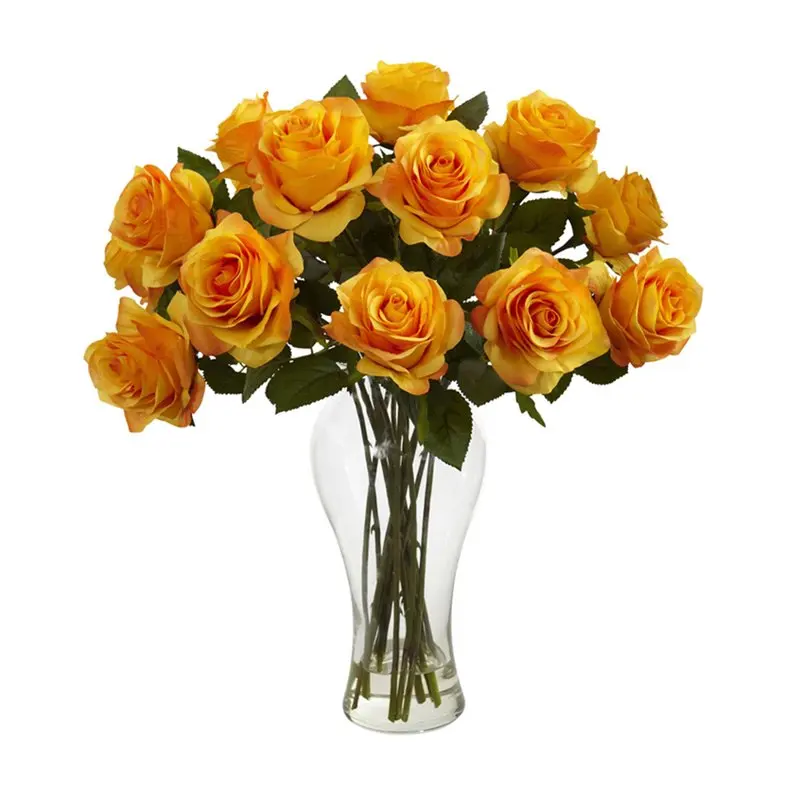 

Orange Blooming Roses with Vase Artificial Flower Arrangement