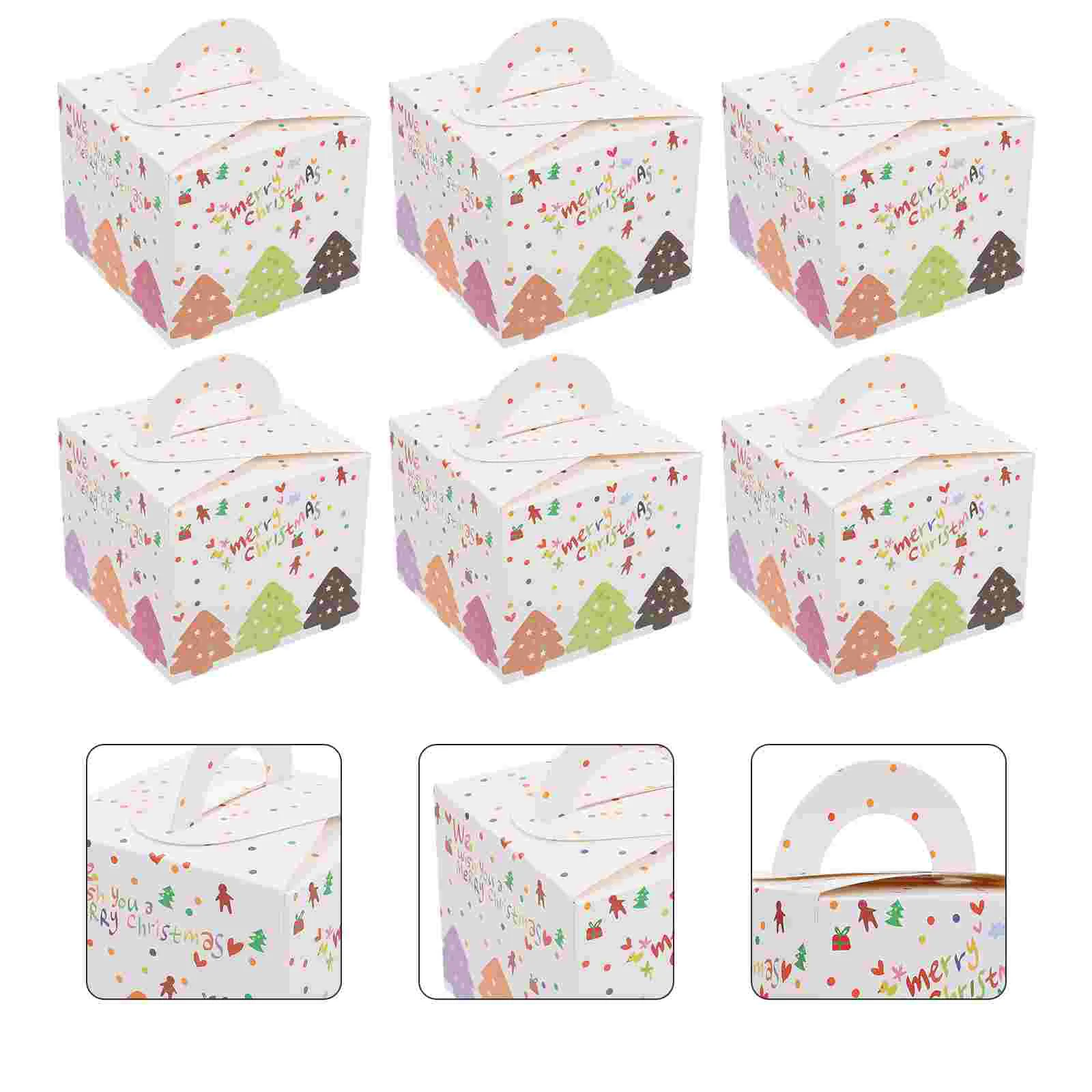 

Box Christmas Candy Gift Boxes Cookie Holdergingerbread Treestorage Packing Container Favor Paper Cupcakegiving Portable