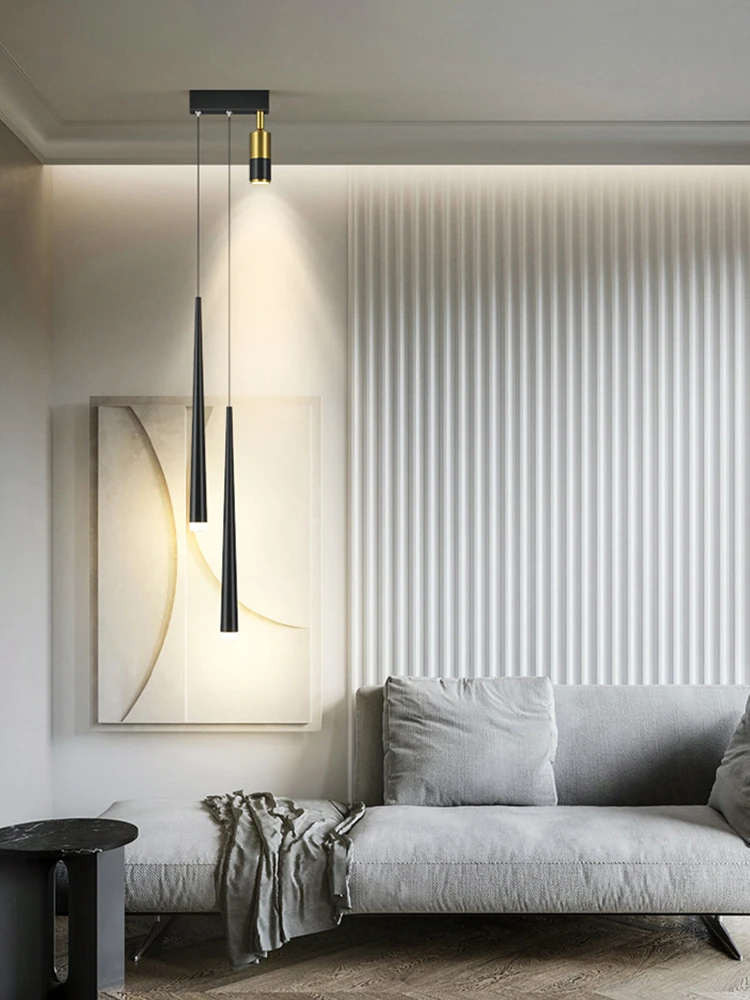 

Bedroom Bedside Chandelier 2023 New Minimalist Light Luxury with Spotlight Long Line Lamp Creative Trending Long Tube Small