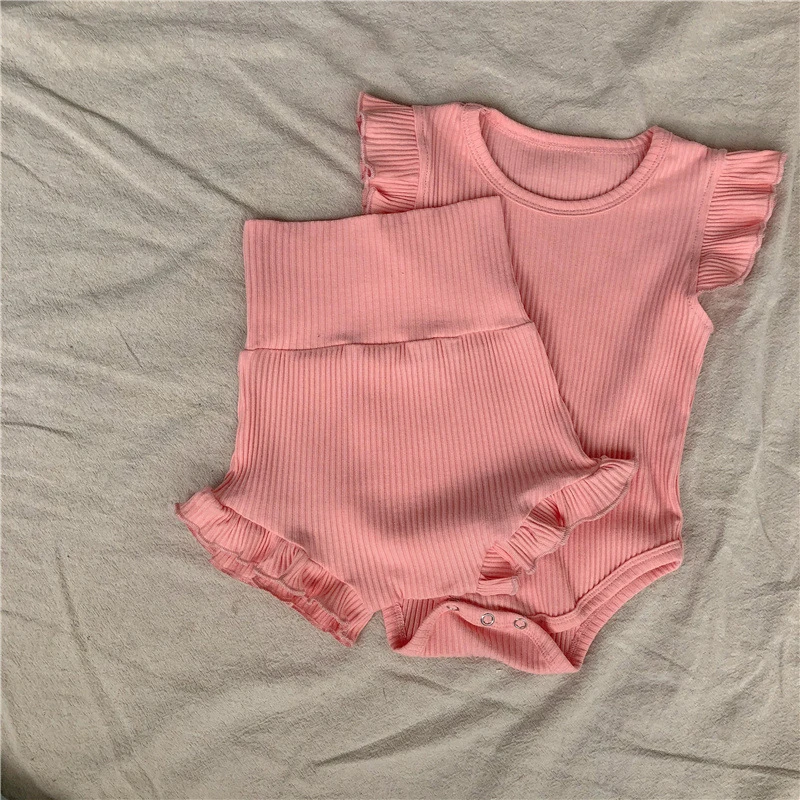 

Новинка 2022, комплект одежды для маленьких девочек, мягкий хлопковый костюм из шорт, комплект одежды, милый модный Удобный комбинезон для мал...