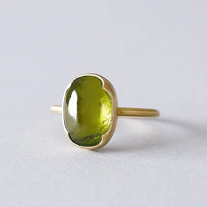 

Classic Luxury Rings for Women Gold Color Olive Green Stone Ring Engagement Wedding Anniversary Jewelry Best Gift for Girls