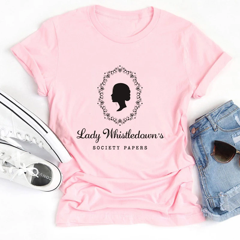 

2022 Summer New Tshirt Spill The Tea Lady Whistledown's Society Papers Short Sleeve T-Shirt Round Neck Cotton Cute Graphic Tees