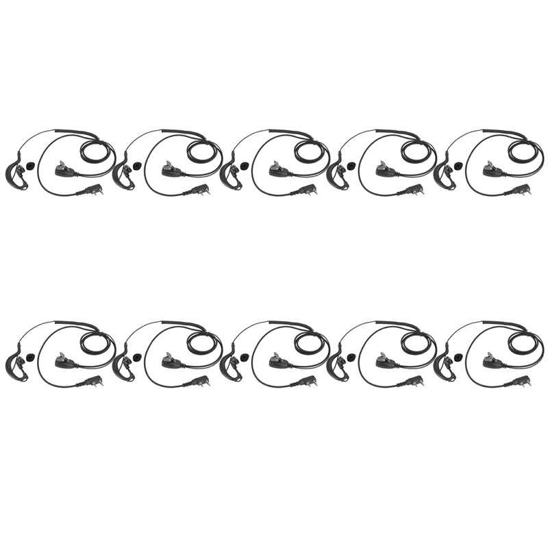 

10X 2Pin G Shape Earpiece PTT MIC Ear Hook Headset For Kenwood Puxing Wouxun Baofeng Radio