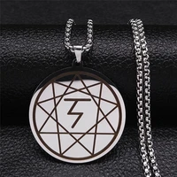 divination nine pointed star stainless steel chain necklace womenmen pendant necklace silver color jewelry collier xh249s06