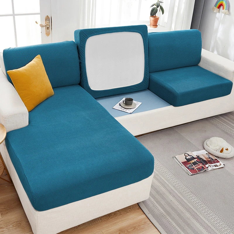 

sofa Seat Cushion Cover Elastic Solid Color Pets Kids Furniture Protector Polar Fleece Stretch Washable Removable Slipcover
