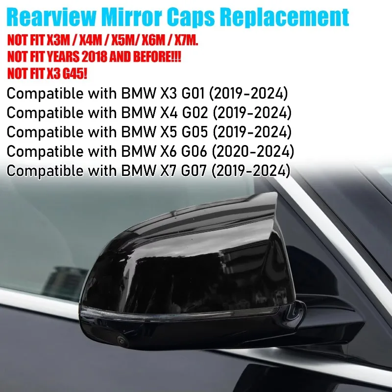 Накладка на боковое зеркало заднего вида 51162446964 51162446965 для BMW G01 G02 G05 G06 G07 2019 2020 2021 2022 2023 2024 (art.: 3920dc2295fb9) - 3920dc2295fb9
