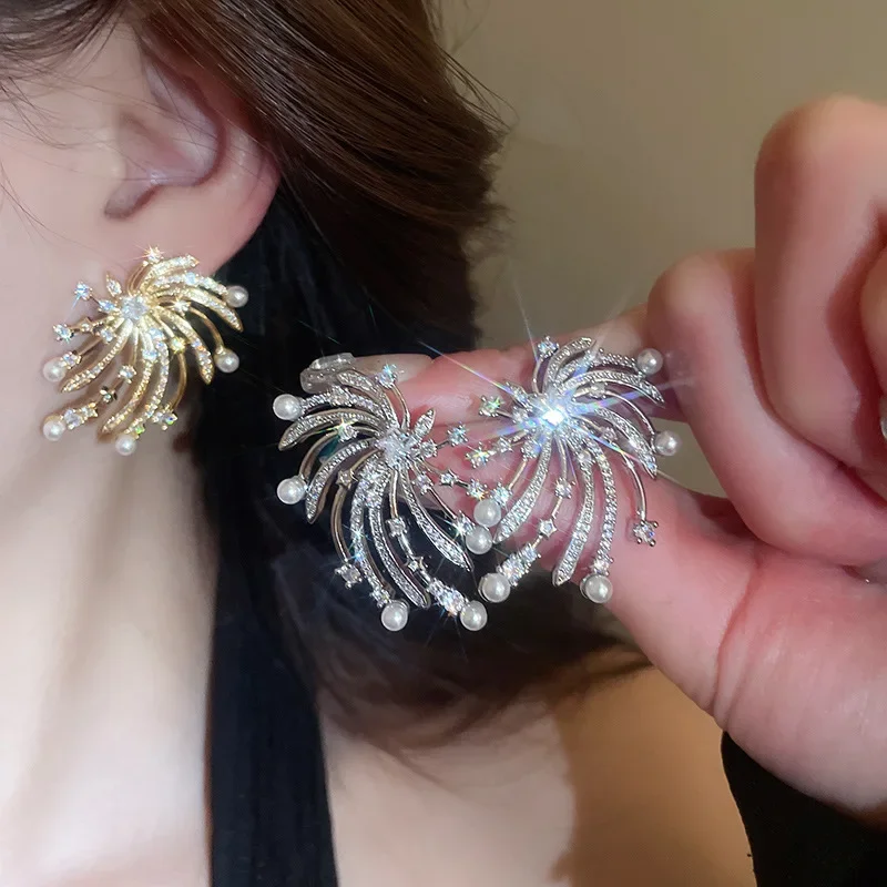 Minar стильные серьги-капли с кубическим цирконом и имитацией жемчуга фейерверка