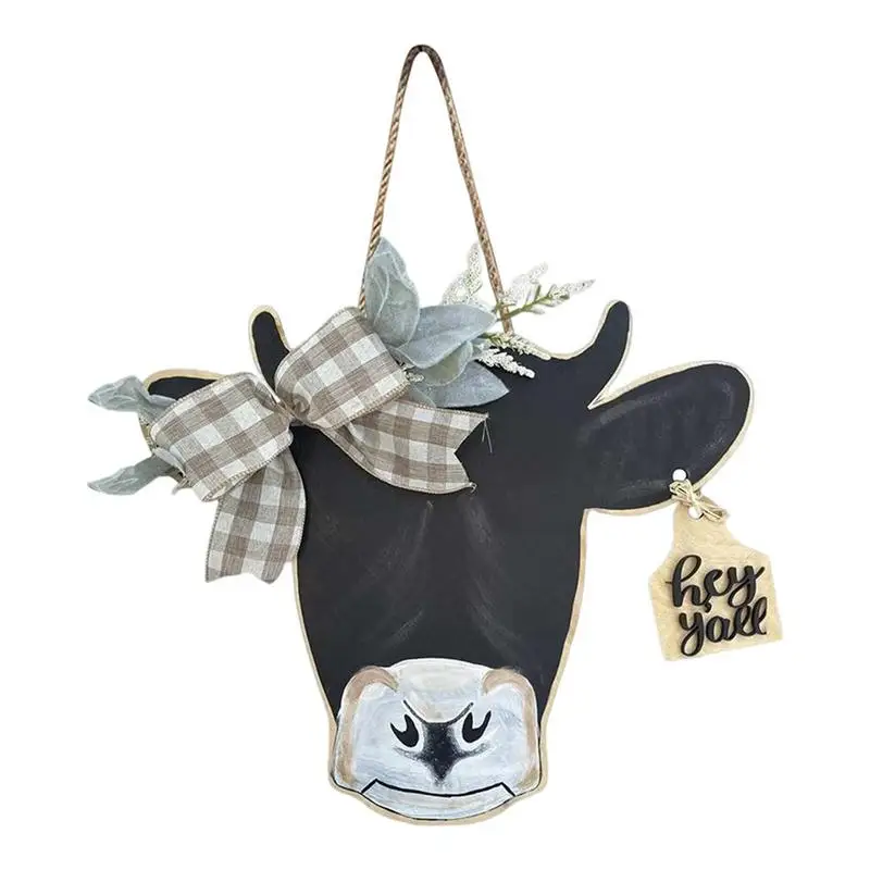 

Bull Head Welcome Sign For Front Door Welcome Front Door Hanger Rustic Wooden Calf Front Door Hanger Buffalo Plaid Burlap Bow
