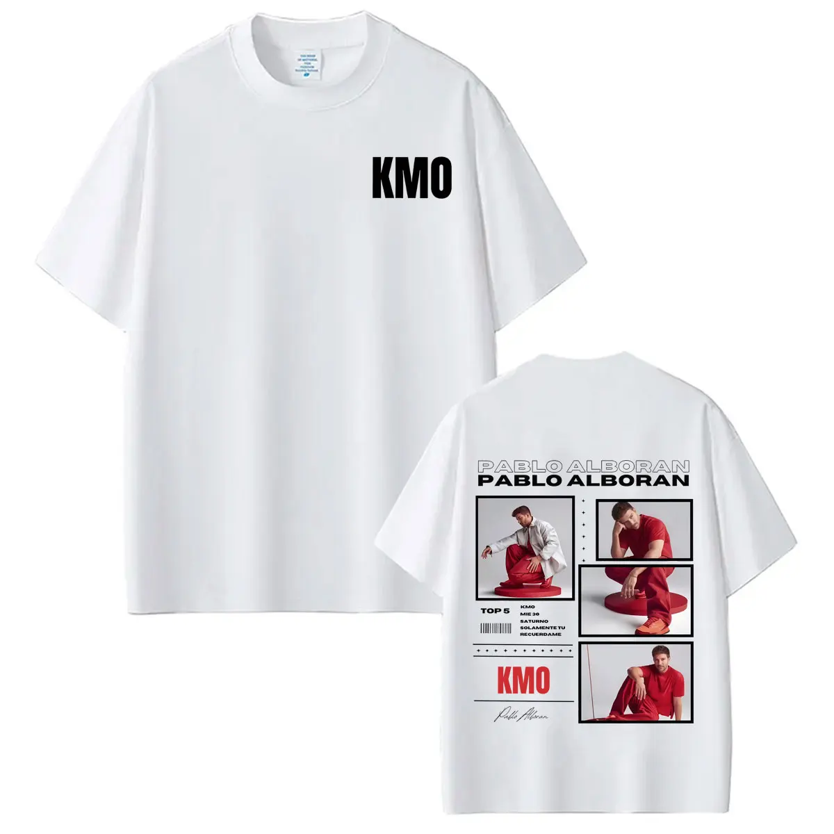 Фото Футболка с принтом певца Пабло Альборана Kmo Global Album Tour 2026, модные футболки для мужчин и женщин, свободные повседневные хлопковые футболки, уличная одежда №4