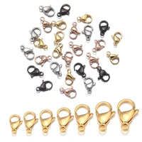 10 25pcs stainless steel lobster clasp end clasps connectors for jewelry making findings black diy bracelet necklace supplies