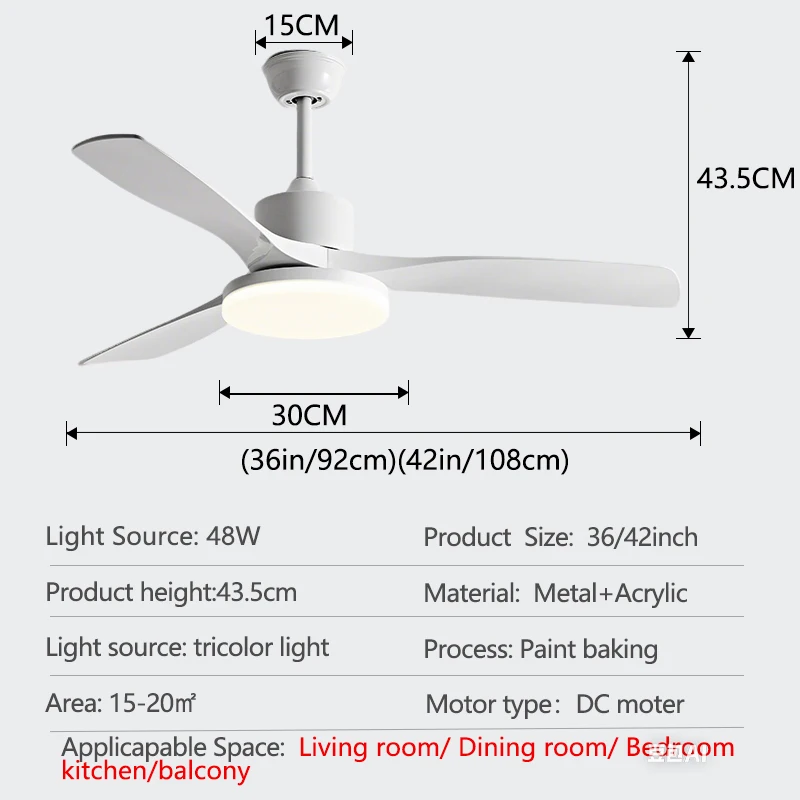 

Потолочный вентилятор с подсветкой 36/42 дюймов DC мотор