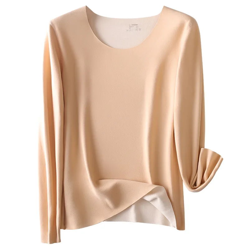 Women Thermal Underwear Women Autumn And Winter Seamless Thermal Suit, Double-Sided Velvet, Solid Color, Slim And Thickened