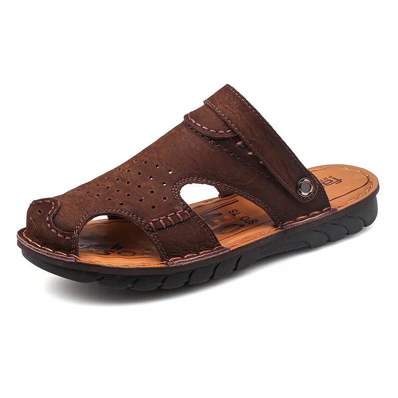 

Men Genuine Leather Sandals Summer Classic Men Shoes Slippers Soft Men Roman Comfortable Outdoor Walking Footwear Hiking Shoes