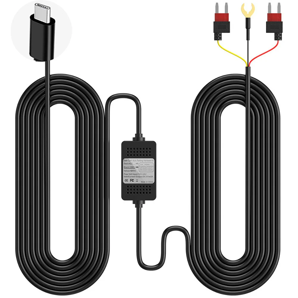 

USB-кабель-адаптер 24 В, 12 В до 5 В для видеорегистратора, комплект жесткого провода, зеркало, зарядное устройство для видеорегистратора, 24-часовой мониторинг парковки, одобренный CE FCC