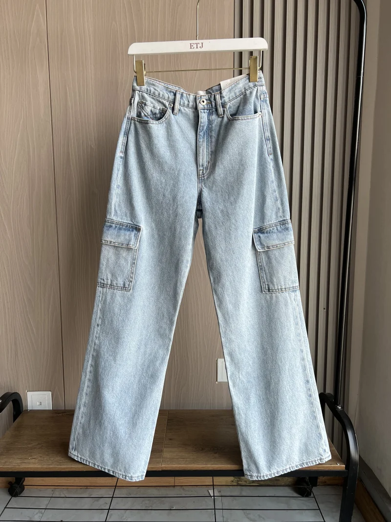 Женские джинсы-карго с карманами traf новинка сезона осень-зима 2024 хлопковые