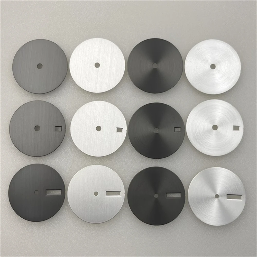 

Simple Solid Color Silver/Black Watch Dial 28.5mm Round/Strips Texture Watch Faces for NH35 NH36 NH34 Movement Accessories