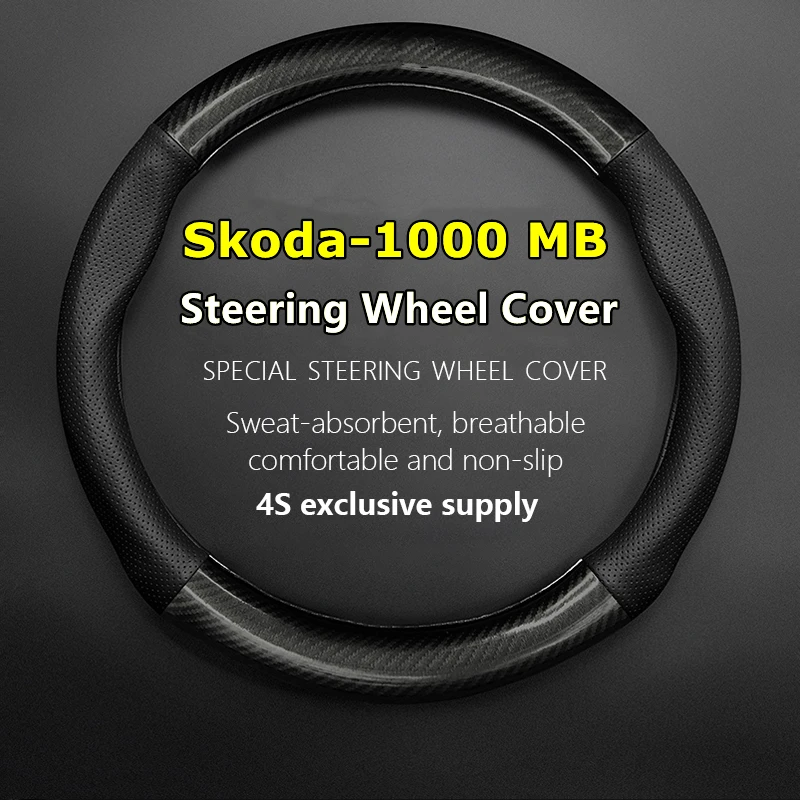 

Fiber Leather For Skoda 1000 MB Steering Wheel Cover Genuine Leather Carbon Fiber 1964