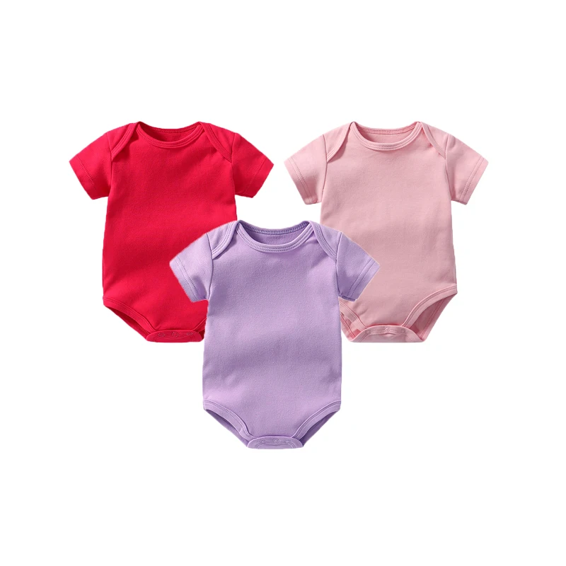 Summer 3PCS Set Romper Newborn Baby Girl Clothes Short Sleeved Cotton Onesie Baby Boy  BodySuit 3-24 Months