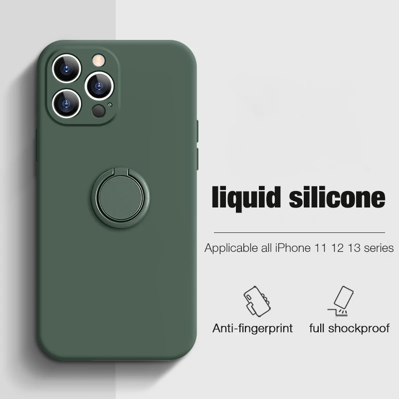 

Magnetic Stand Liquid Silicone Ring Holder Phone Casetify for IPhone 13 Pro Max 12 Mini 11 Pro Max XS Max XR 7 8 Plus Soft Cover