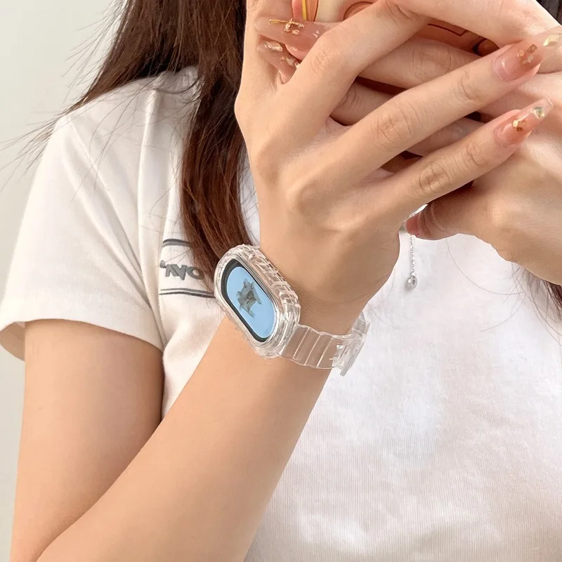 Transparent Silicone Strap For Mi band 8 Sport Bracelet Replacement Watchband For Xiaomi Mi band 8 Correa Strap Women Men Belt