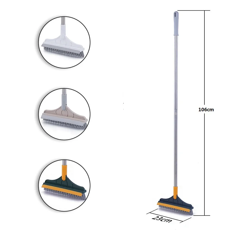 

Floor Scrub Brush 2 In 1 Long Handle Wiper Stiff Bristle Window Squeegee Magic Broom Floor Mop Bathroom Tub Cleaning Tools -40