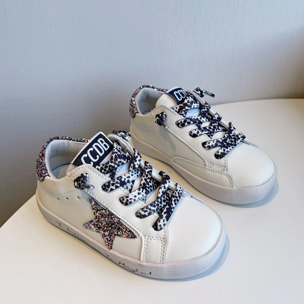 

2023 New Children's Star Slate Shoes Korean Fashion Sequins Girls' Casual Shoes Soft Sole Children's New Year Christmas Gift