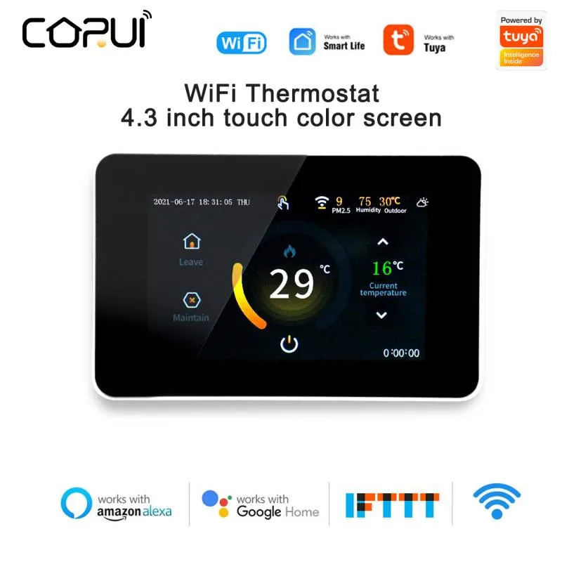 

CoRui WiFi Thermostat Touchable Programmable Water Heating Thermostat Smart Termostato Touch Color Screen Work With Google Home
