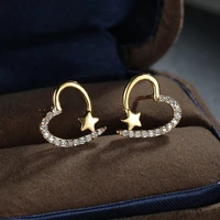 womens earrings filled chic heart stars cubic zirconia stud earrings for women wedding engagement bride luxury jewelry gift