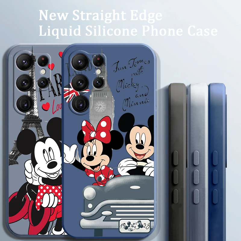 

london Mickey Minnie mouse Liquid Rope Funda Phone Case For Samsung Galaxy S22 S21 S20 FE S10 Note 20 10 Plus Lite Ultra 5G