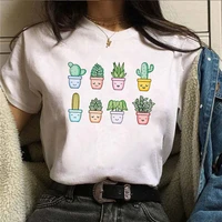 plant cactus girl women t shirt camisetas mujer verano 2022 oversized top casual tee cool graphic printed short sleeve for women