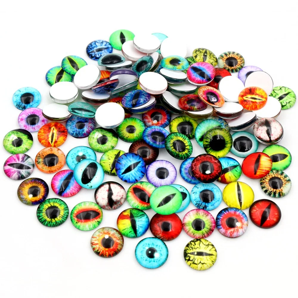 

100pcs 50 pairs Dragon Eyes Cat Eye Toys 6mm 8mm 10mm 12mm Handmade Photo Glass Cabochons DIY Making Accessories