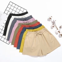 short femme summer new loose linen cotton and linen large size student sports casual shorts ladies wide leg pants