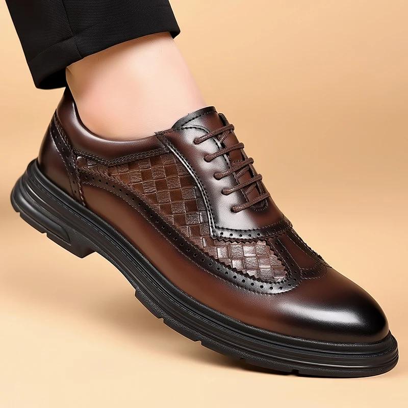 Мужские деловые туфли YOSBOGR повседневные кожаные мужские коричневые свадебные