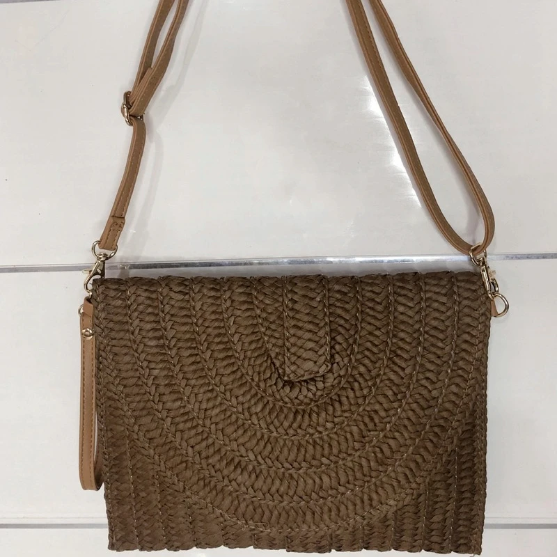 2022 New Paper and Grass Woven Bag Leisure Women's Fashion Vacation Bag Oblique Back Letter Clip Bag Handbag Shoulder Bag