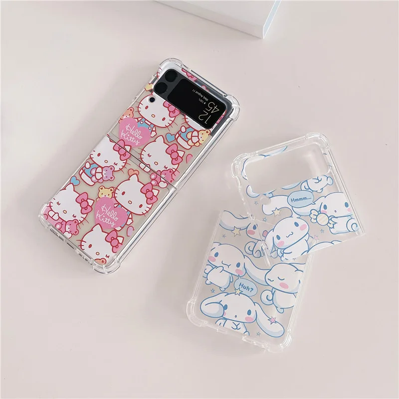

SX-SLO-115 Cute Cartoon Cat Dog Phone Case for Samsung Galaxy Z Flip 3 5G Hard PC Back Cover for ZFlip3 Case Protective Shell