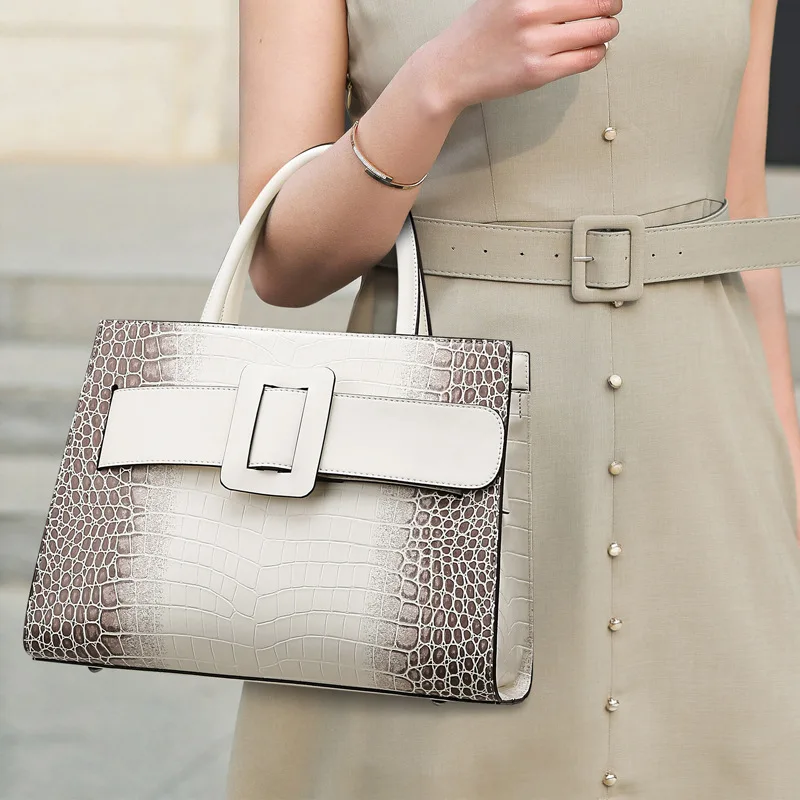 

High Quality Leather 2022 New Fashion Large Capacity Crocodile Pattern Handbag Luxury Designer Ladies Messenger Shoulder Bag Gg